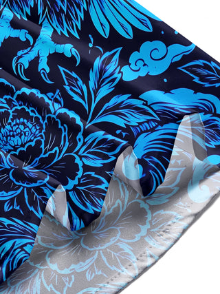 Adaychic Men's Floral Eagle And Floral Pattern Long Sleeve Shirt with Chest Pocket