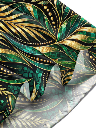 Adaychic Men's Gold And Green Palm Leaves And Ferns Print Long Sleeve Shirt with Chest Pocket
