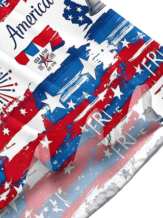 Independence American Flag Map Men's Pocket Short Sleeve Shirts