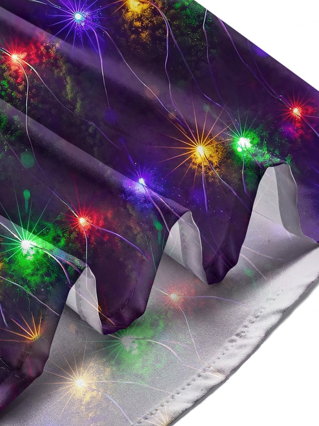 Adaychic Men's Colorful Starburst Lights Print Long Sleeve Shirt with Chest Pocket