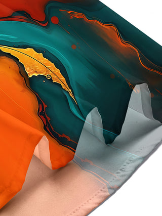 Adaychic Men's Printed Abstract Fluid Art Print Short Sleeve Shirt with Chest Pocket