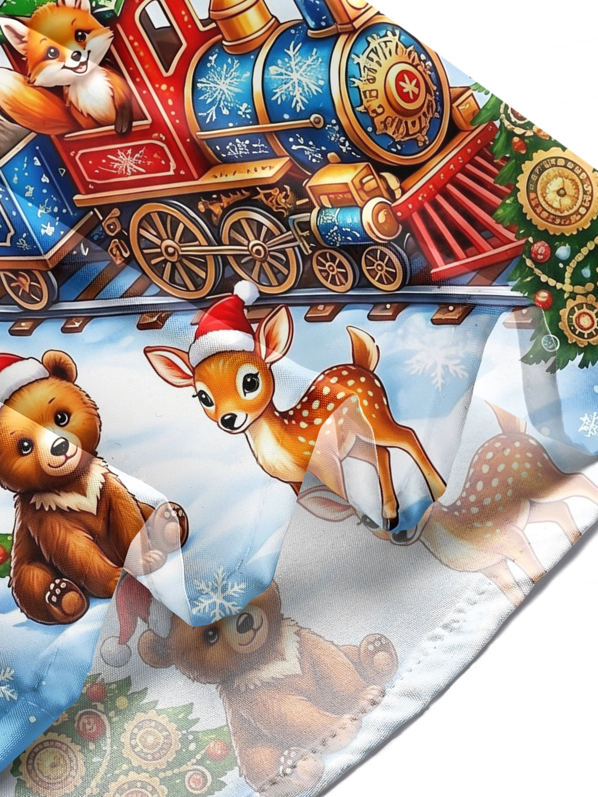Adaychic Men's Christmas Animals On Train With Gifts Print Long Sleeve Shirt with Chest Pocket