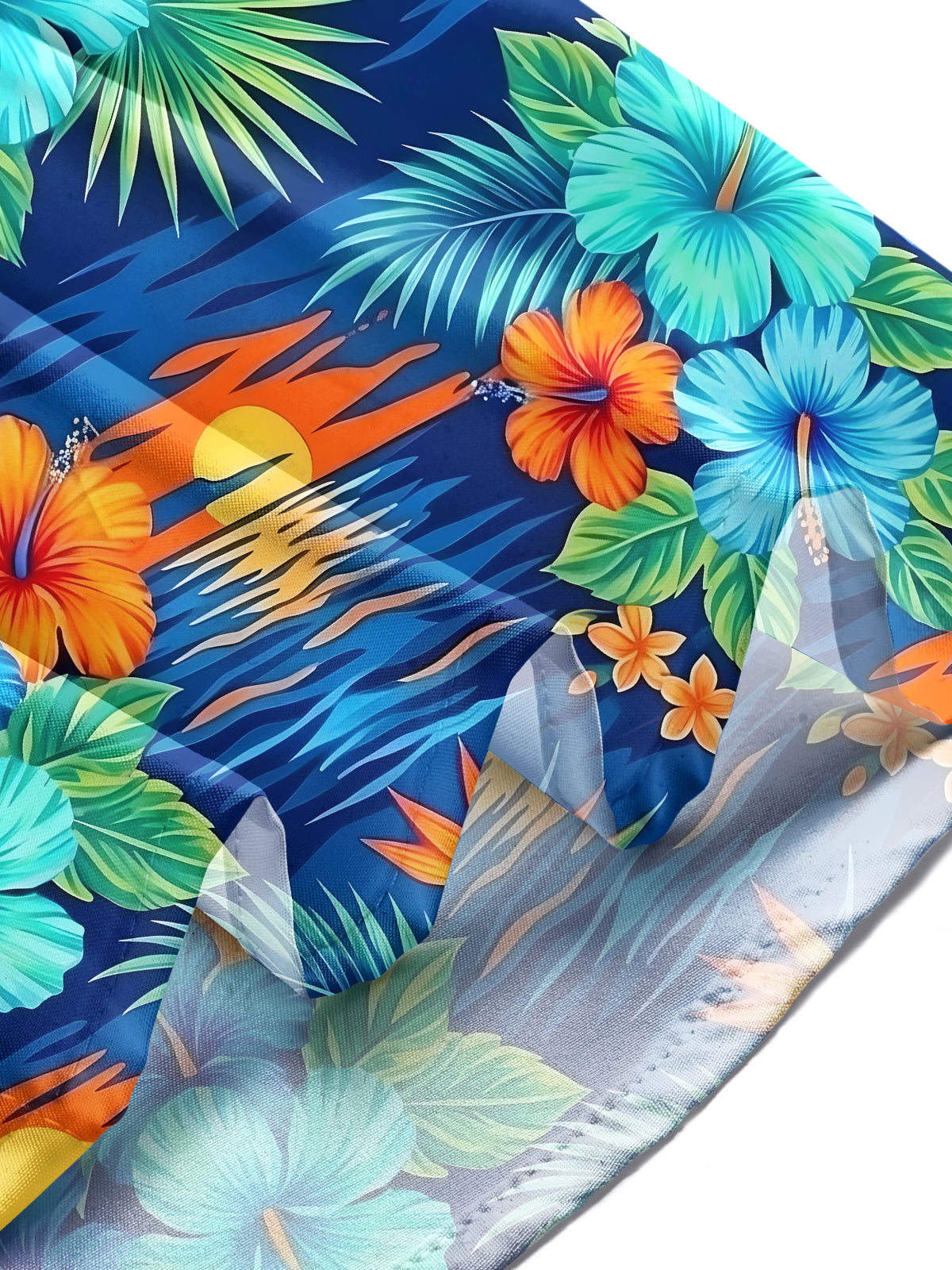 Adaychic Men's Hawaiian Floral Tropical Hibiscus Parrot Sunset Print Long Sleeve Button Down Shirt with Chest Pocket