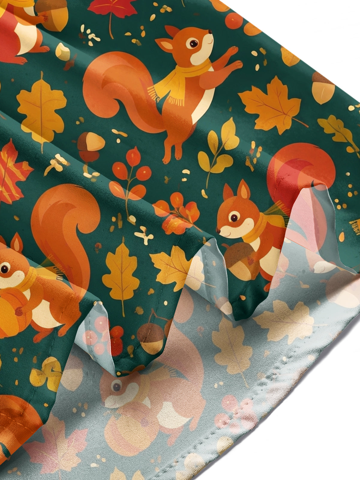 Adaychic Men's Autumn Squirrel And Maple Leaf Pattern Long Sleeve Shirt with Chest Pocket