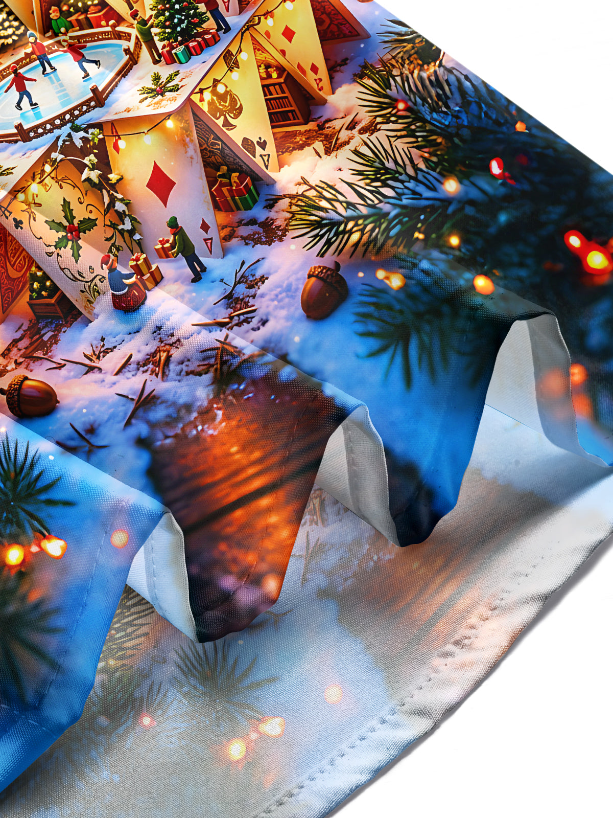Adaychic Men's Printed Christmas Card House Print Long Sleeve Shirt with Chest Pocket