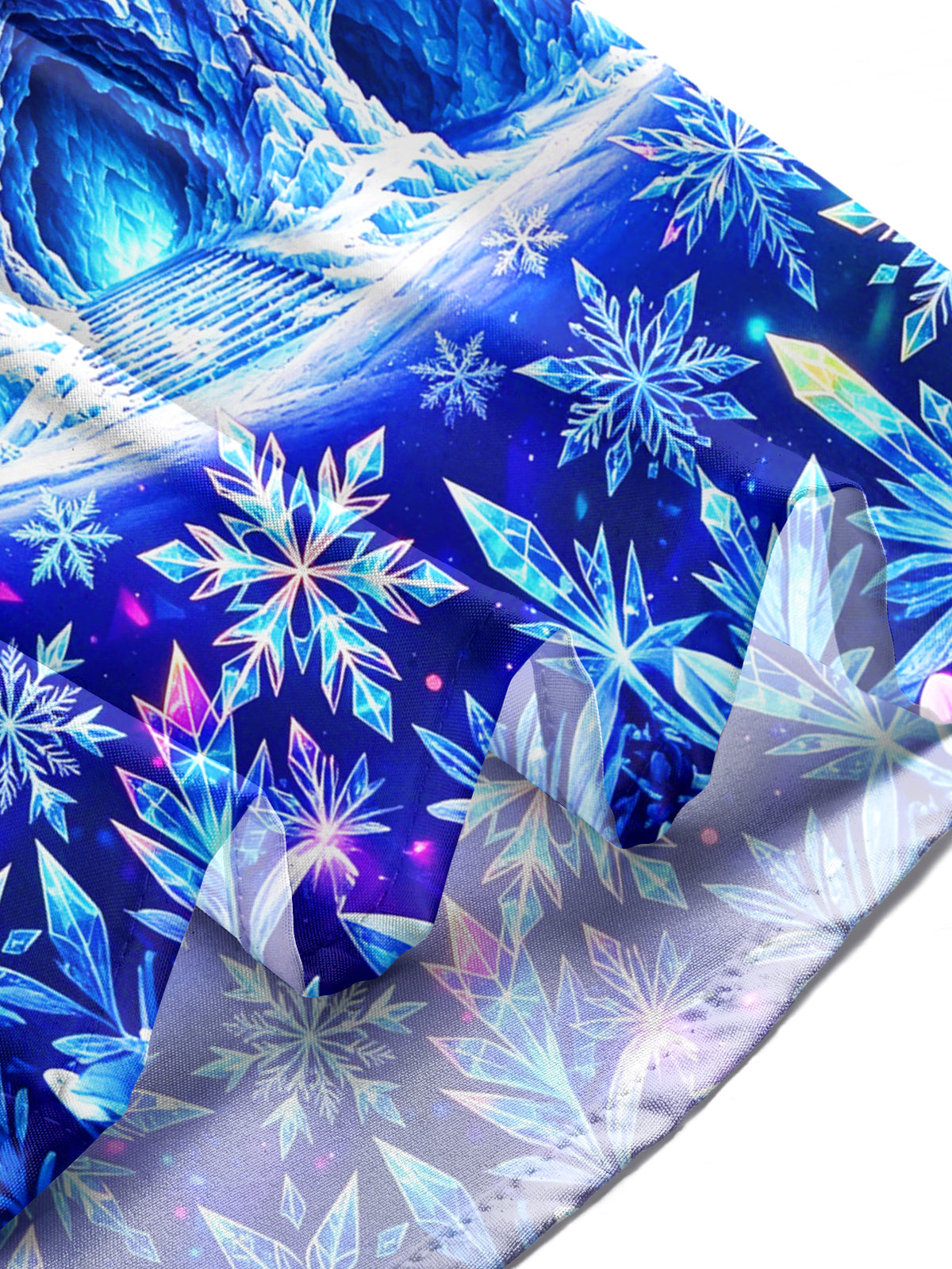 Adaychic Men's Graphic Ice Castle And Full Moon Print Long Sleeve Shirt with Chest Pocket