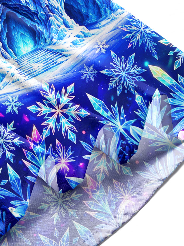 Adaychic Men's Graphic Ice Castle And Full Moon Print Long Sleeve Shirt with Chest Pocket