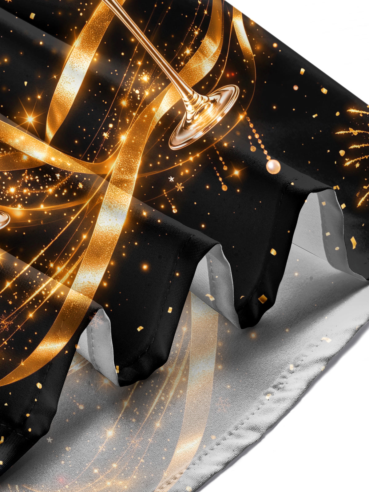 Adaychic Men's New Year Champagne Glasses And Clock Print Long Sleeve Shirt with Chest Pocket