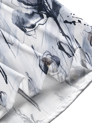 Adaychic Men's Graphic Abstract Ink Wash Floral Print Long Sleeve Button Down Shirt with Chest Pocket