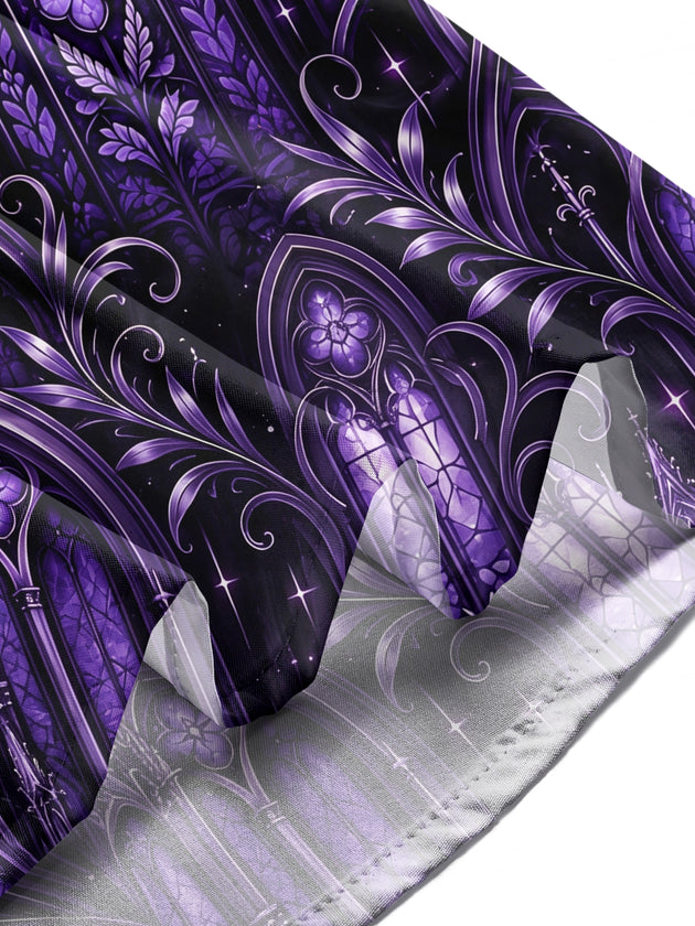 Adaychic Men's Long Sleeve Shirt - Gothic Cathedral Stained Glass With Cross And Dove Print with Chest Pocket