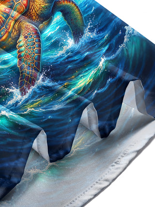 Adaychic Men's Graphic Sea Turtle And Christmas Tree Print Long Sleeve Shirt with Chest Pocket