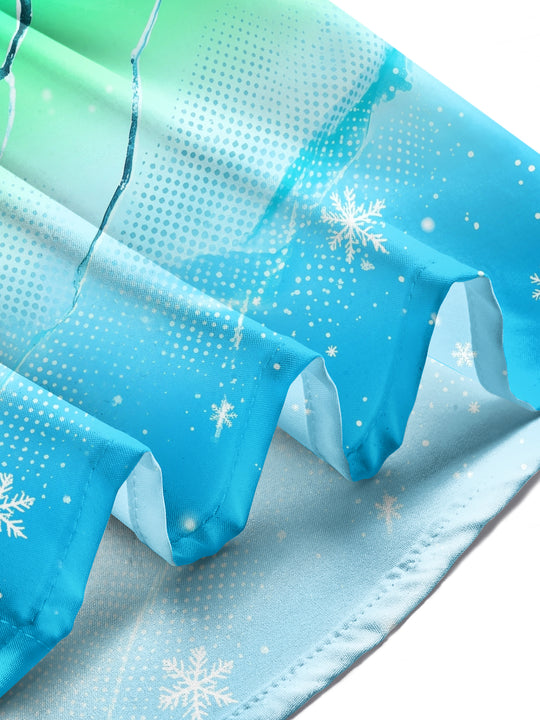 Adaychic Men's Snowflake Gradient With Geometric Cracks Print Long Sleeve Shirt with Chest Pocket
