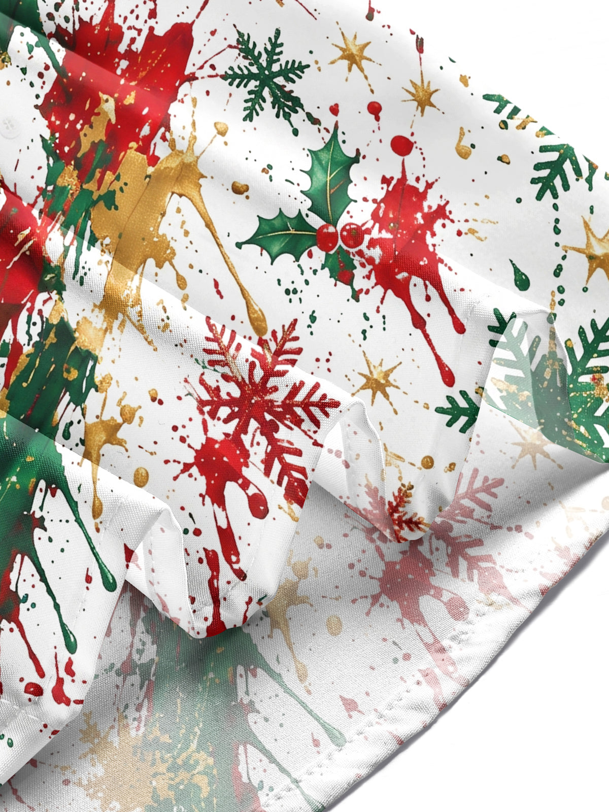 Adaychic Men's Printed Christmas Tree And Reindeer Print Long Sleeve Shirt with Chest Pocket