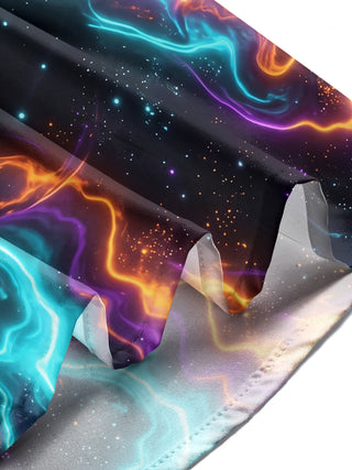 Adaychic Men's Long Sleeve Shirt - Abstract Cosmic Nebula And Swirling Colors Print with Chest Pocket