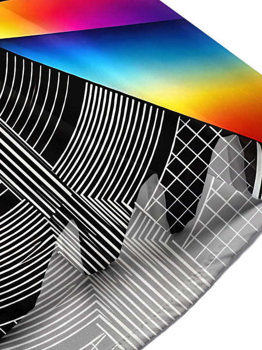 Adaychic Men's Geometric Rainbow Hexagon And Stripes Print Short Sleeve Shirt with Chest Pocket