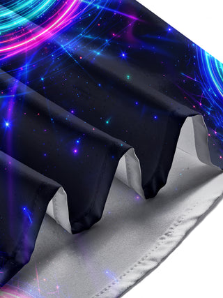 Adaychic Men's Long Sleeve Stand Collar Shirt - Neon Synthesizer Keyboard And Musical Instruments Print