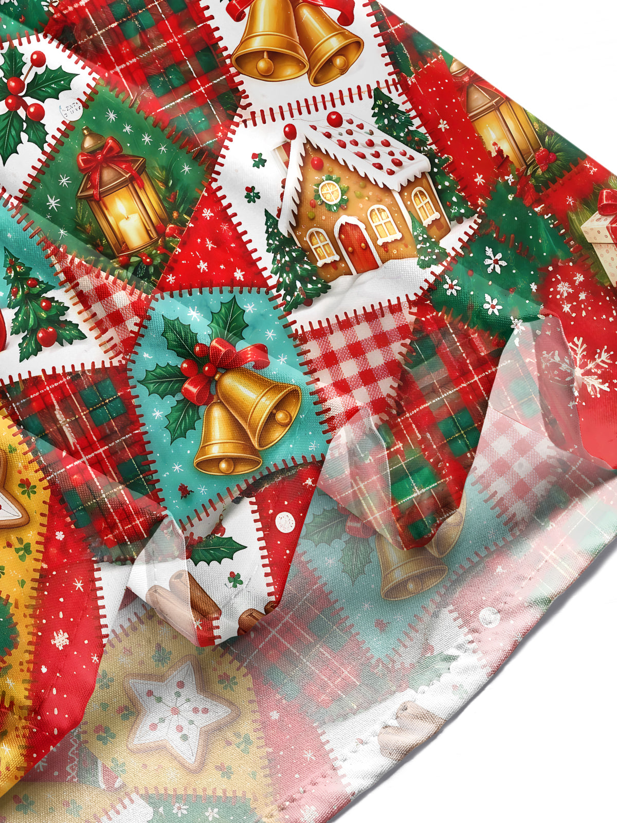 Adaychic Men's Graphic Christmas Patchwork Motifs Print Long Sleeve Shirt with Chest Pocket