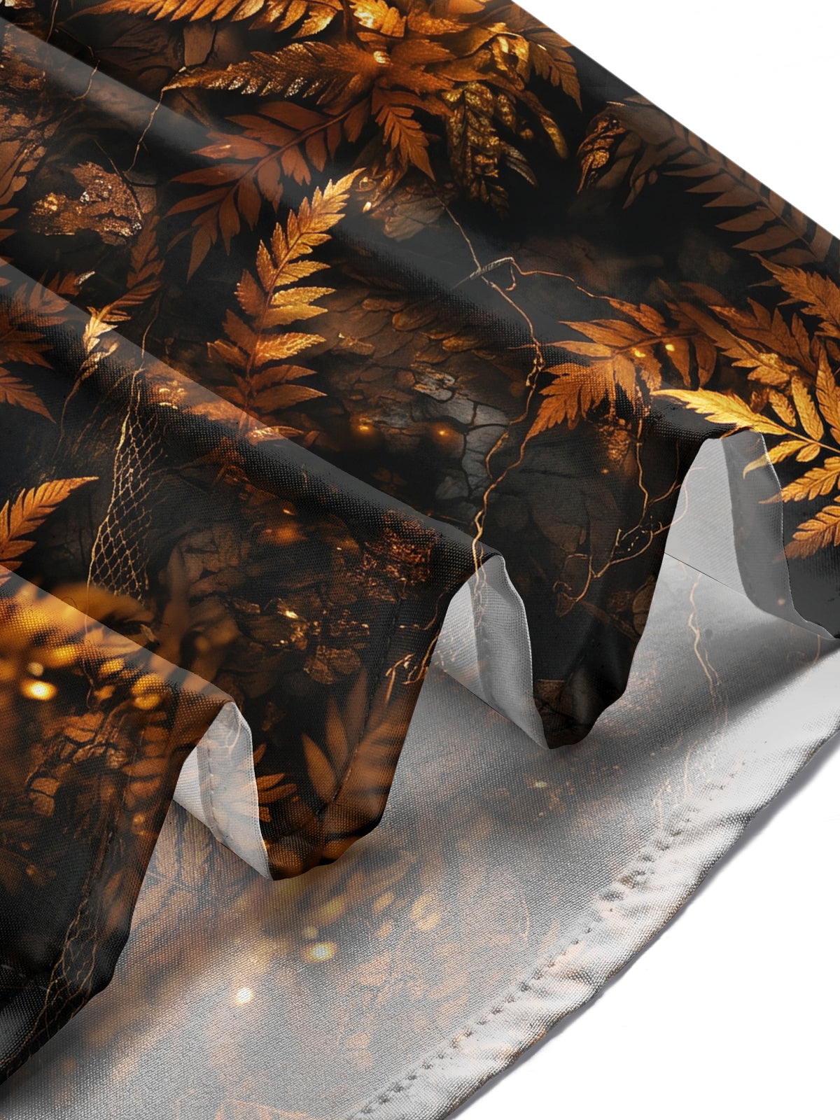 Adaychic Men's Golden Fern Leaves And Snake Skin Pattern Long Sleeve Shirt with Chest Pocket