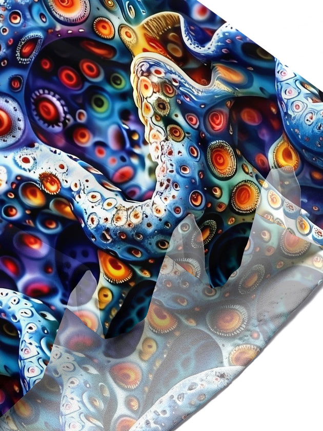 Adaychic Men's Printed Octopus Tentacles Print Short Sleeve Shirt with Chest Pocket
