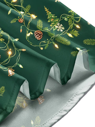 Adaychic Men's Christmas Light Strings And Pine Cones Print Long Sleeve Shirt with Chest Pocket