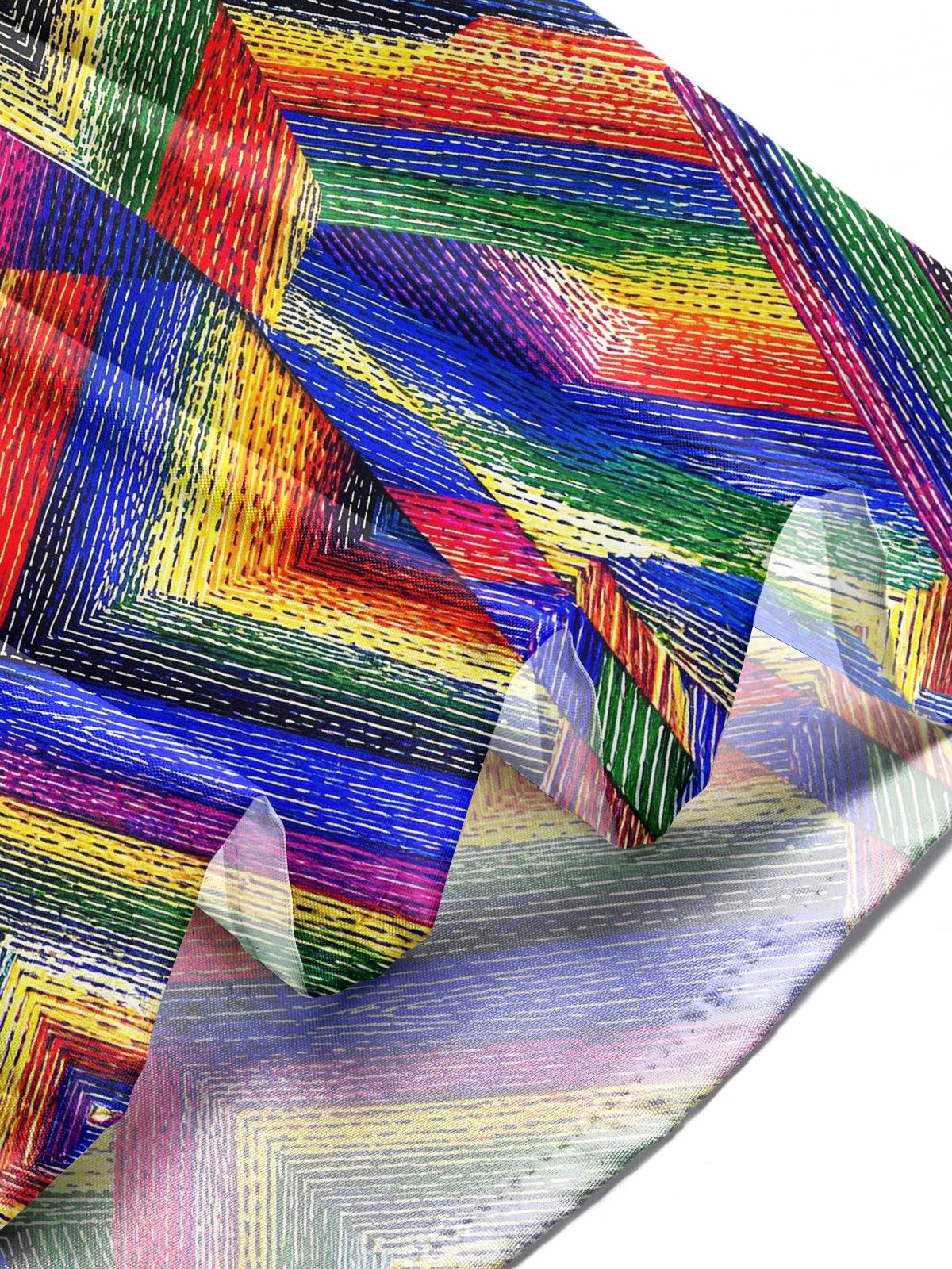 Adaychic Men's Patterned Colorful Geometric Spiral Pattern Long Sleeve Shirt with Chest Pocket