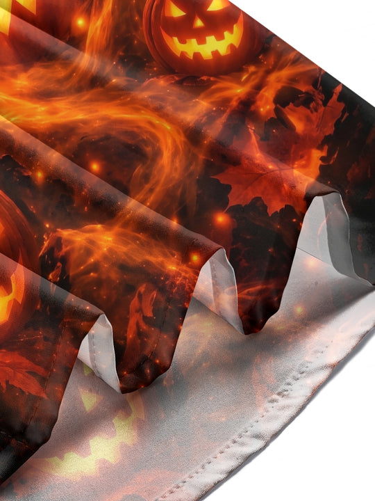 Adaychic Men's Graphic Halloween Pumpkin Print Long Sleeve Shirt with Chest Pocket