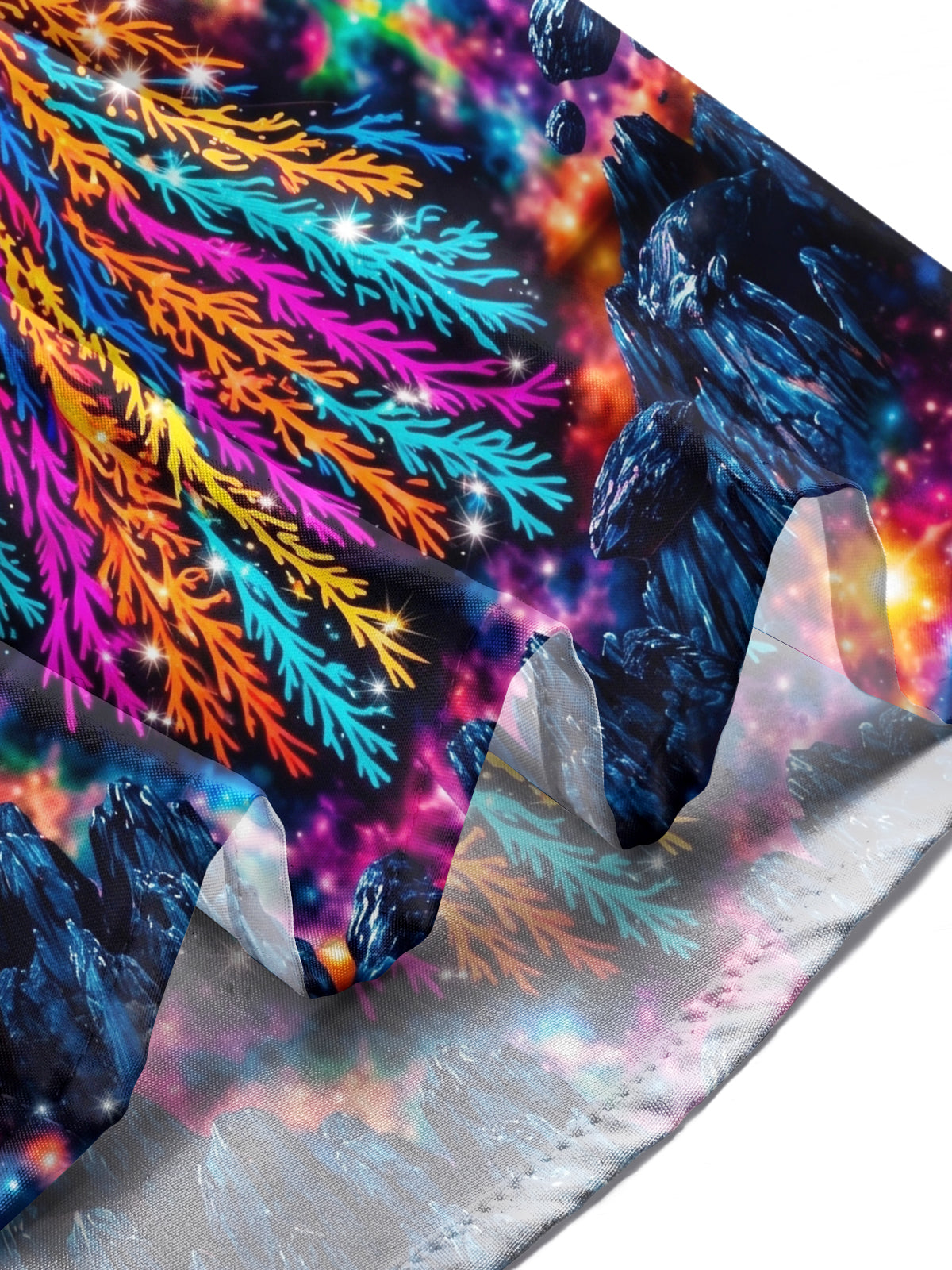Adaychic Men's Psychedelic Eagle And Galaxy Background Print Long Sleeve Shirt with Chest Pocket