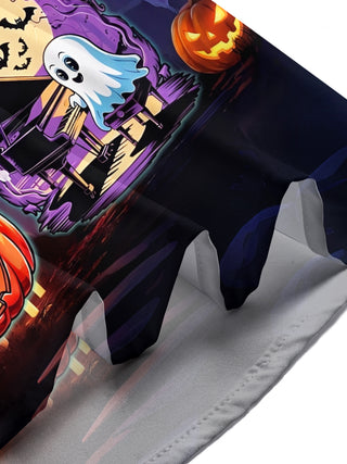 Adaychic Men's Graphic Halloween Ghosts Print Short Sleeve Shirt with Chest Pocket