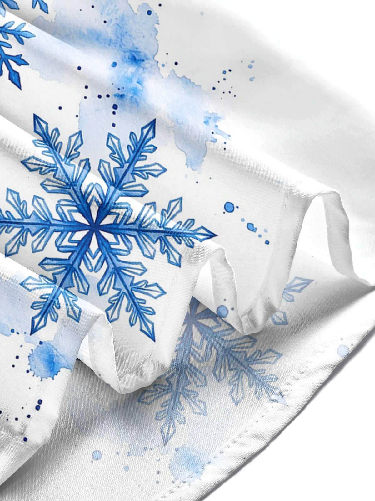 Adaychic Men's Blue Snowflakes With Watercolor Splashes Print Long Sleeve Shirt with Chest Pocket