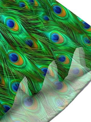 Adaychic Men's Tropical Peacock Feather Print Short Sleeve Shirt with Chest Pocket