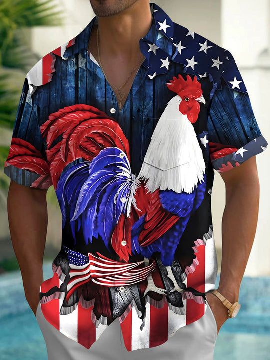 men's American flag print shirt front view Independence Day