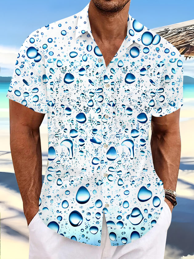 Hawaiian Water Droplet Men's Pocket Short Sleeve Shirts