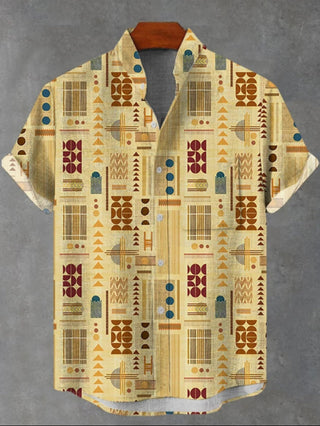 men's geometric print shirt front view
