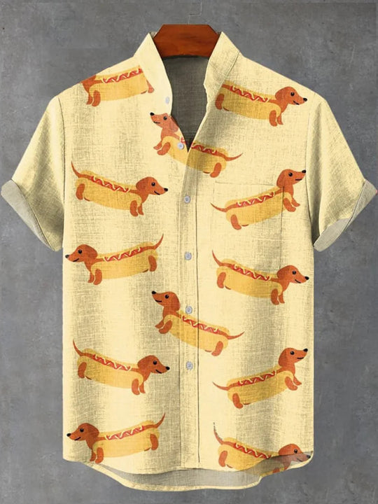 men's dog print shirt front view