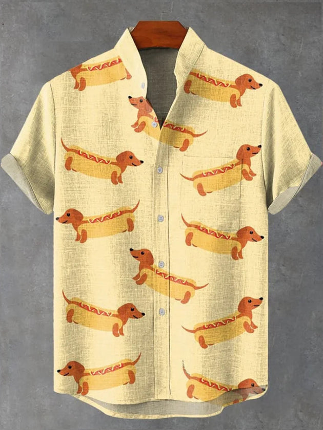 men's dog print shirt front view