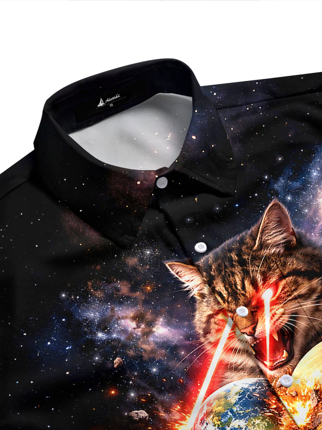 Dark Cat Earth Men's Pocket Short Sleeve Shirts