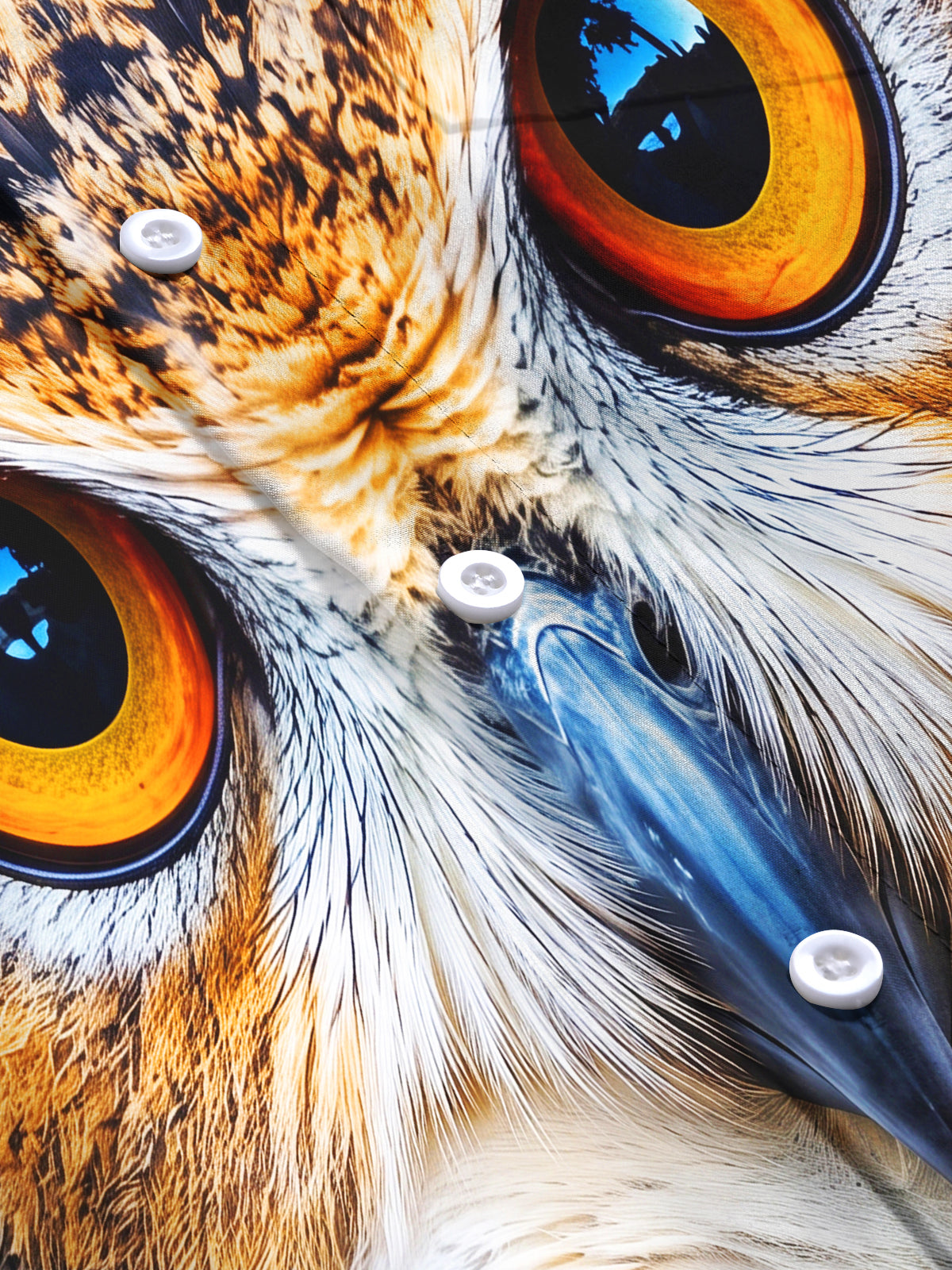 Adaychic Men's Graphic Owl Face Close-up Print Animal Print Long Sleeve Shirt with Chest Pocket