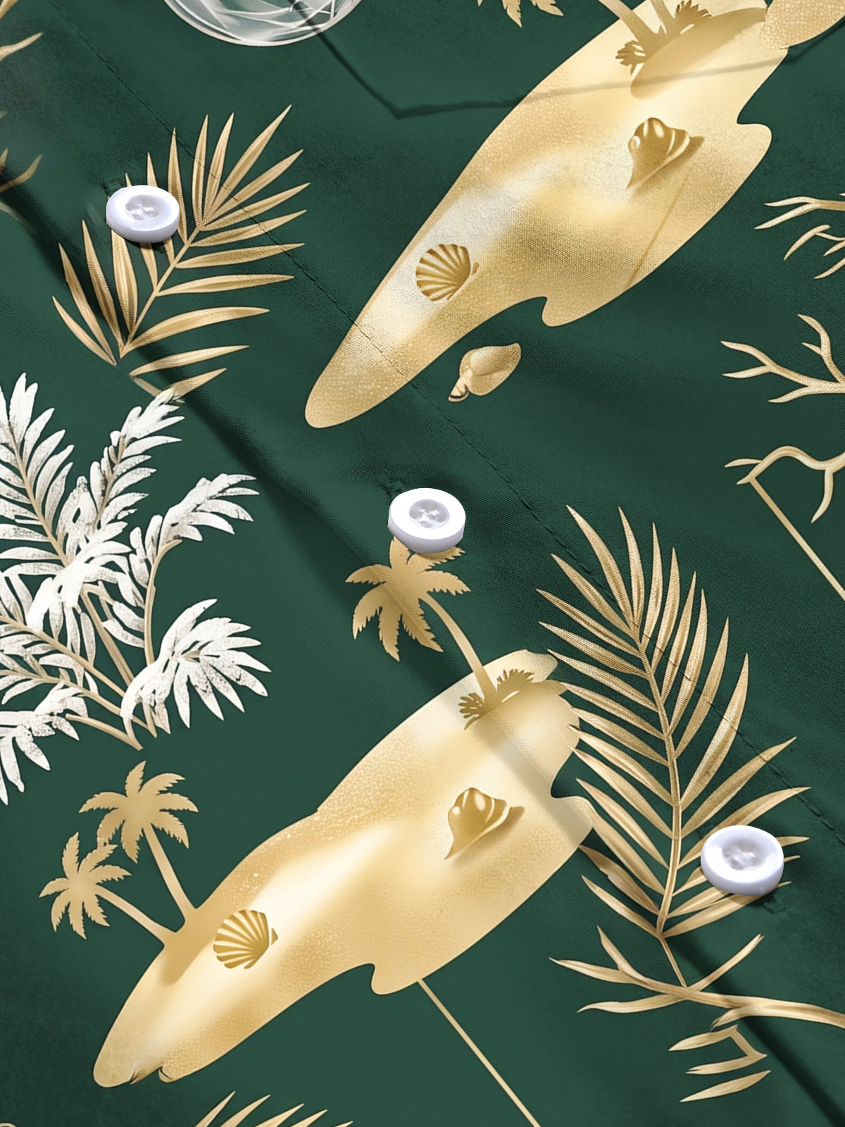Adaychic Men's Christmas Ornaments And Tropical Beach Print Long Sleeve Shirt with Chest Pocket