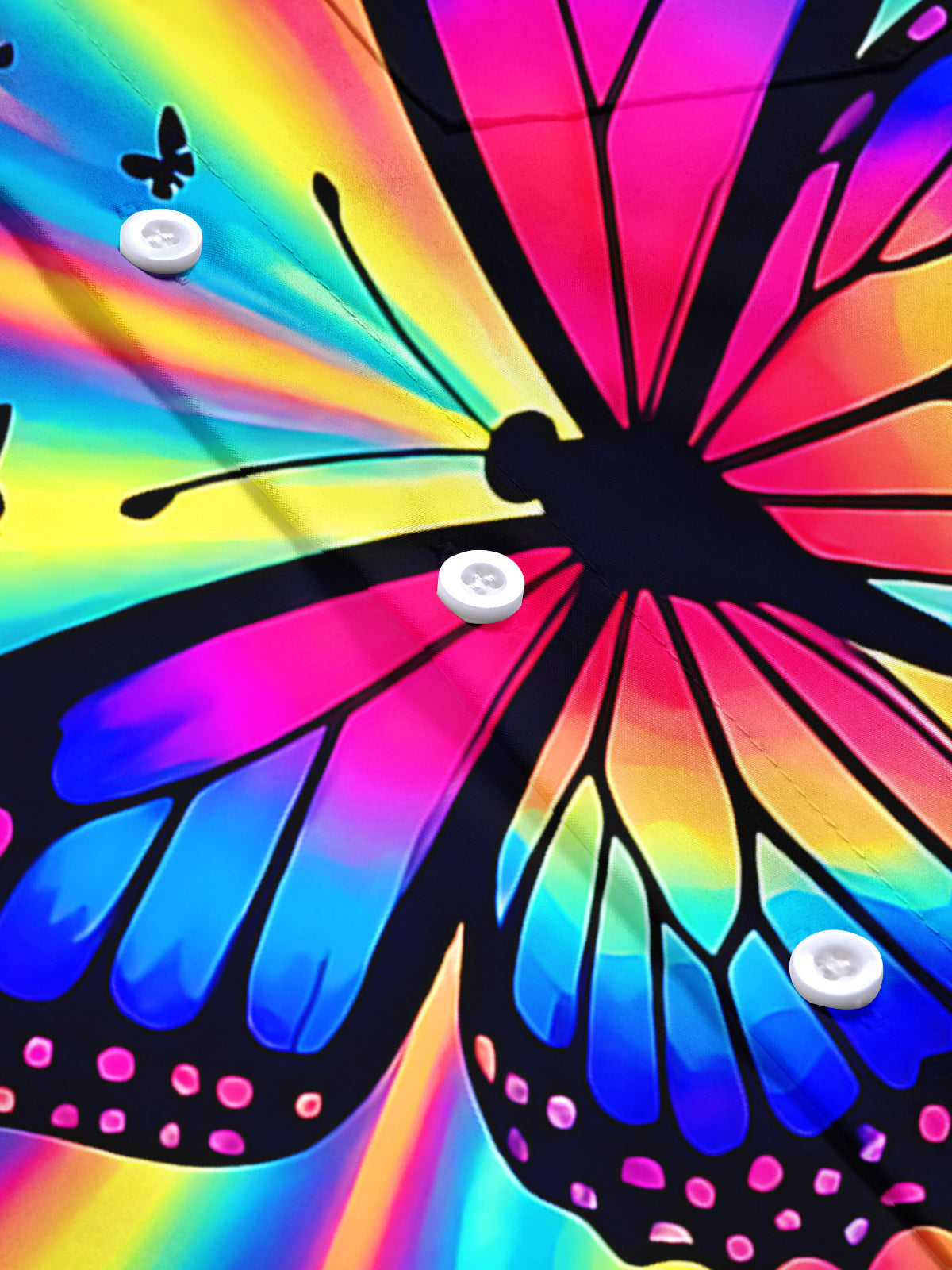 Adaychic Men's Graphic Rainbow Butterfly Print Short Sleeve Shirt with Chest Pocket
