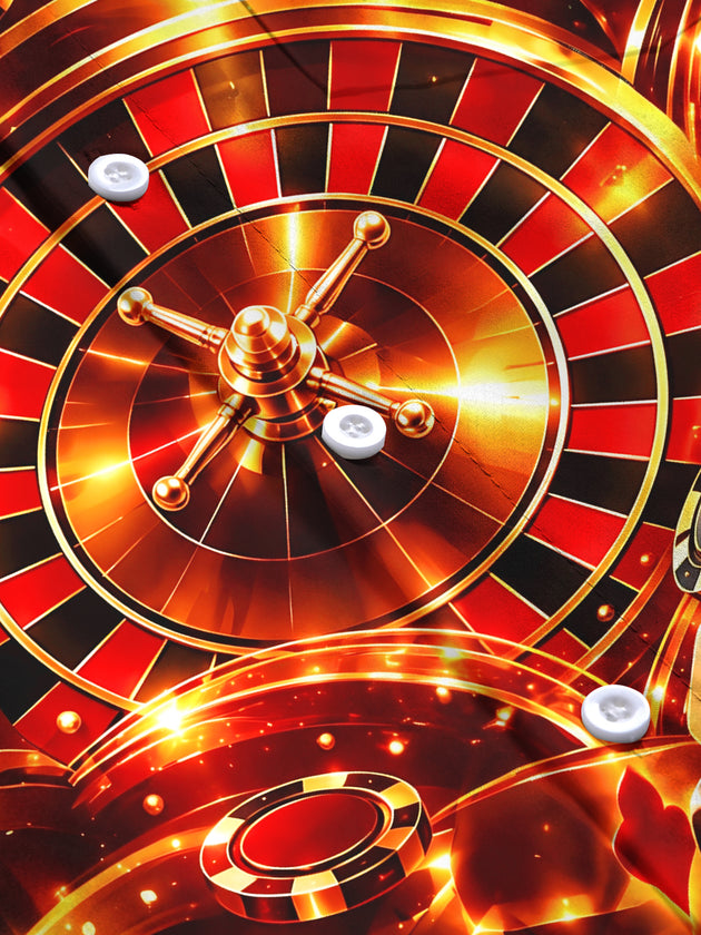 Adaychic Men's Roulette Wheel And Casino Elements Print Long Sleeve Shirt with Chest Pocket