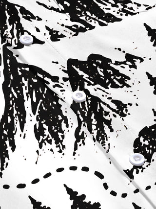 Adaychic Men's Short Sleeve Shirt - Mountain Landscape With Pine Trees And Topographic Lines Print with Chest Pocket
