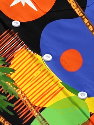 Adaychic Men's Hawaiian Palm Tree Print Short Sleeve Shirt with Chest Pocket