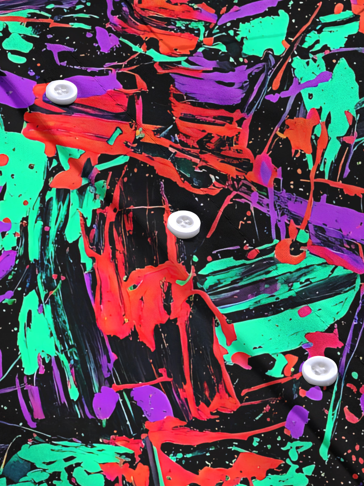 Adaychic Men's Long Sleeve Shirt - Abstract Colorful Paint Splatters And Brushstrokes Print with Chest Pocket