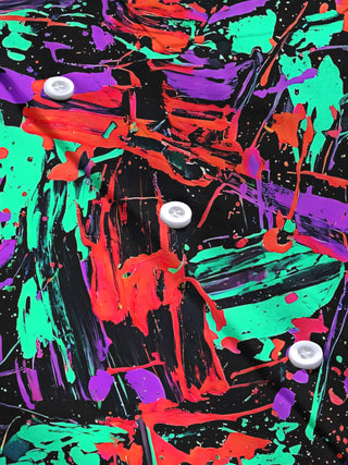 Adaychic Men's Long Sleeve Shirt - Abstract Colorful Paint Splatters And Brushstrokes Print with Chest Pocket