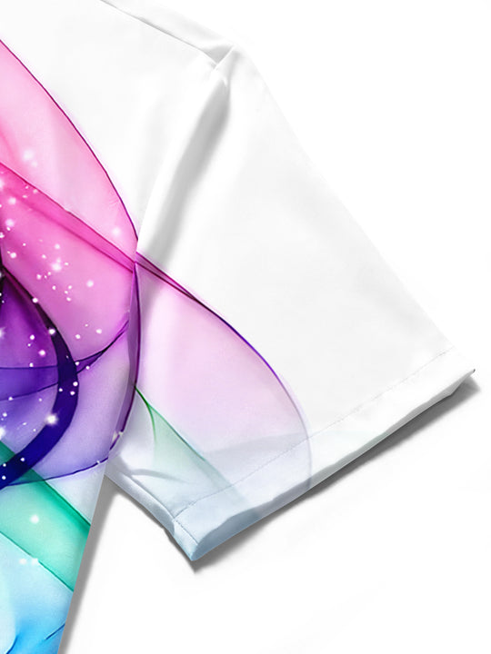 Men's abstract tie dye short sleeve shirt detail close-up