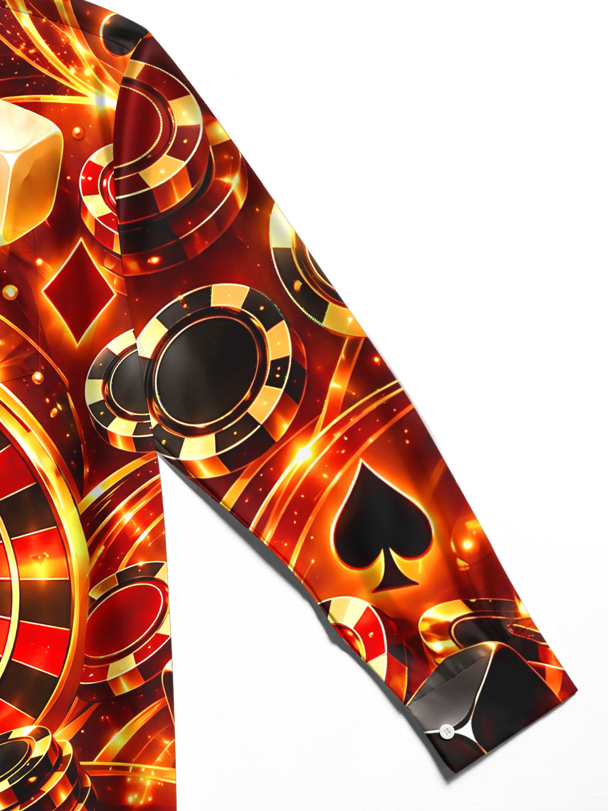Adaychic Men's Roulette Wheel And Casino Elements Print Long Sleeve Shirt with Chest Pocket