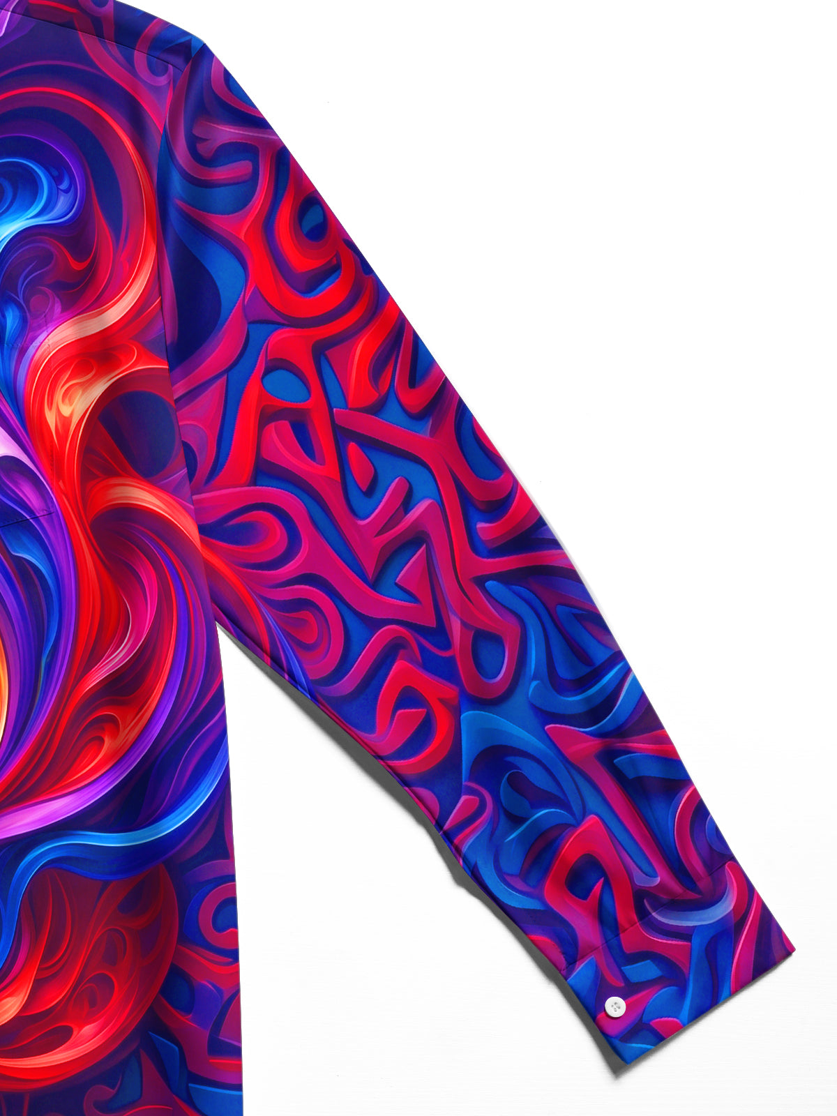 Adaychic Men's Abstract Fluid Swirls And Flame Motif Print Long Sleeve Shirt with Chest Pocket