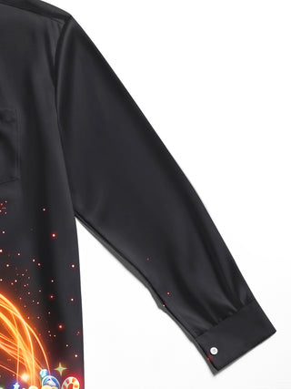 Adaychic Men's Graphic Neon Christmas Stocking Print Long Sleeve Shirt with Chest Pocket