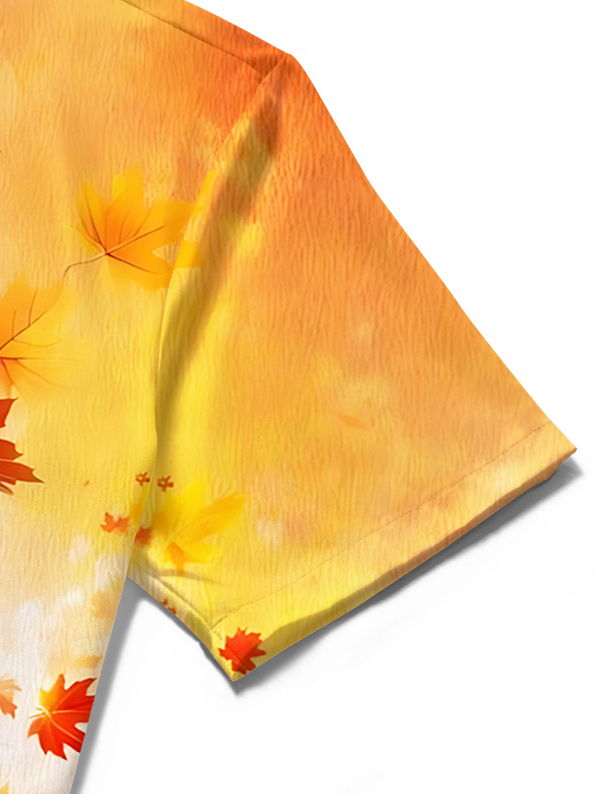 Adaychic Men's Hawaiian Autumn Maple Leaves Print Short Sleeve Shirt with Chest Pocket