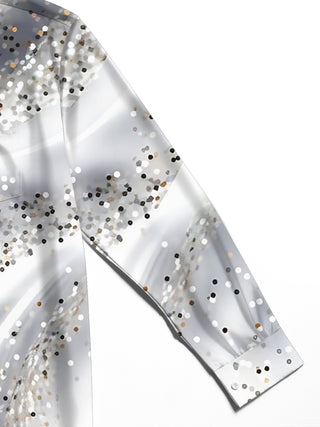 Adaychic Men's Printed Abstract Confetti Dots Print Long Sleeve Shirt with Chest Pocket